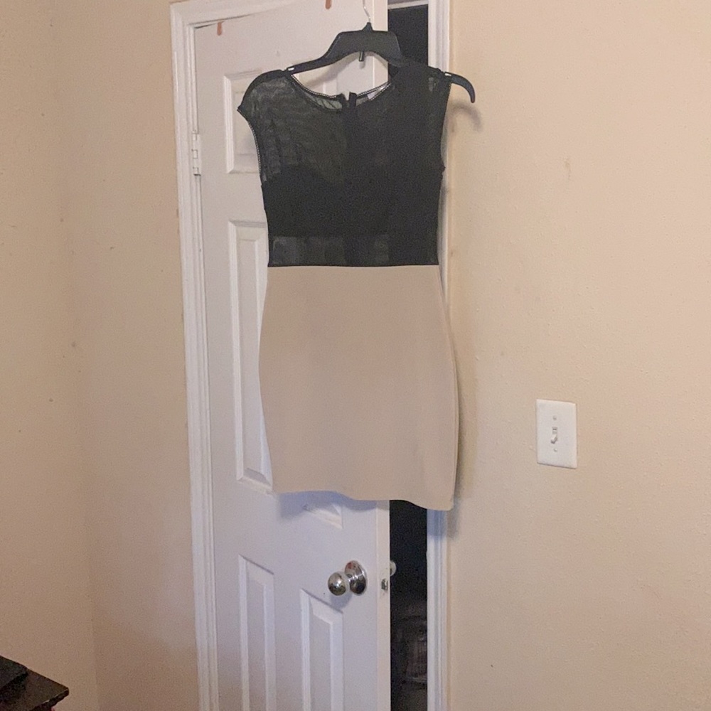 See through Black and Tan dress-tight fitting